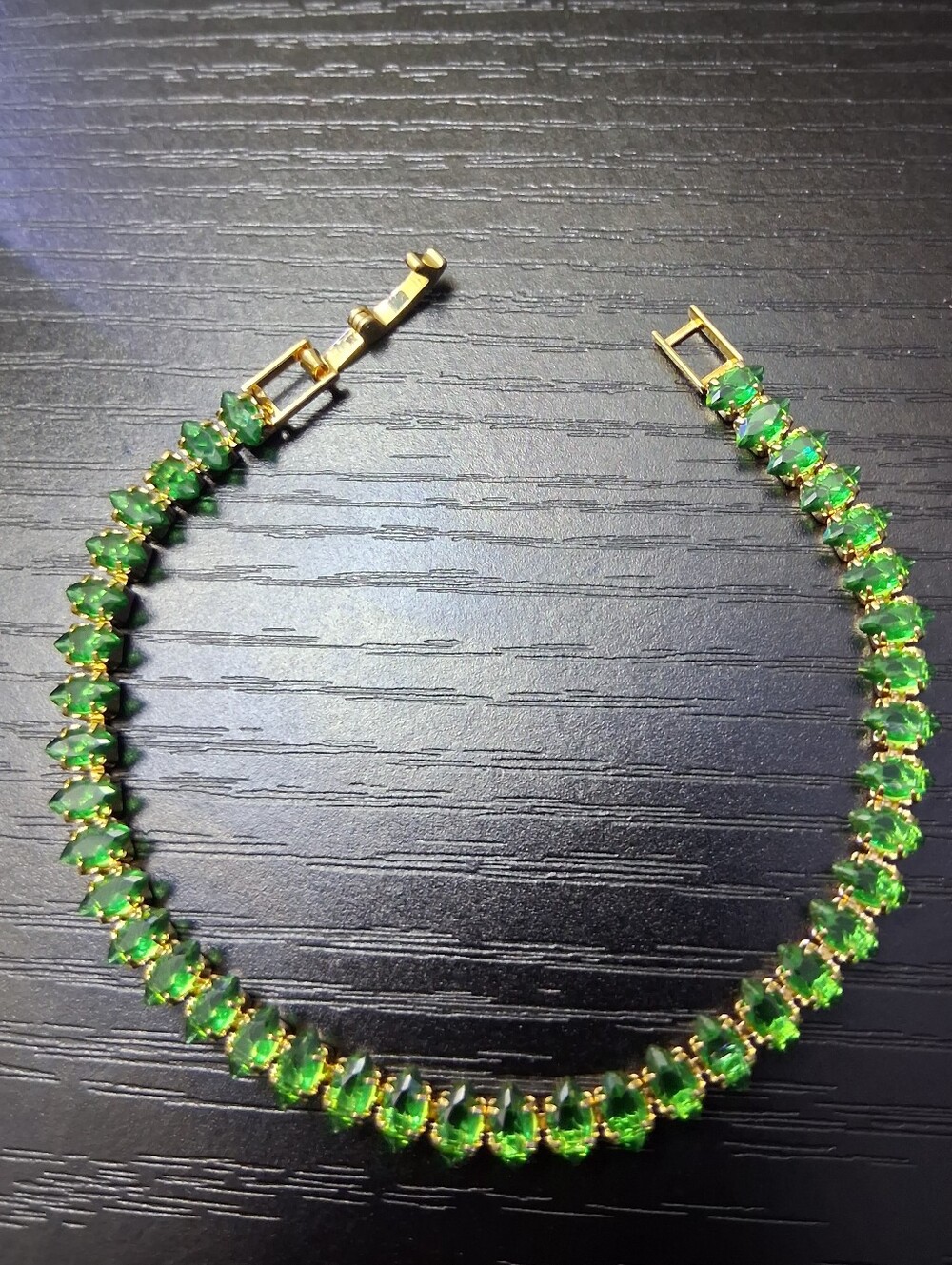 Green & Gold Tennis Bracelet